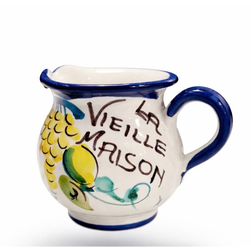Vintage Ceramic Pitcher La Vieille Maison Grape Design Hand Painted Italy